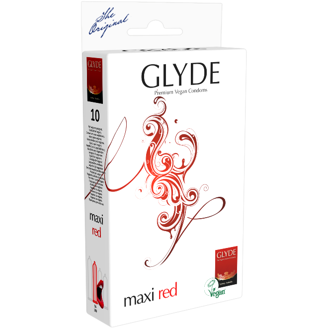Glyde Ultra «Maxi Red» 10 rote XL-Kondome, zertifiziert mit der Vegan-Blume