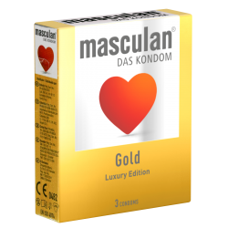 Masculan «Gold» 3 goldfarbige Kondome mit zartem Vanilleduft