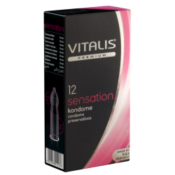 Vitalis PREMIUM «Sensation» 12 unglaublich stimulierende Kondome mit 3-in-1 Effekt
