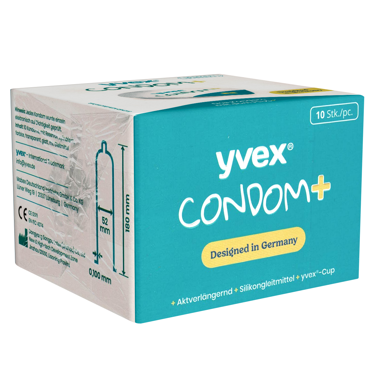 YVEX «Condom+» 10 verzögernde Kondome für langes Vergnügen ohne chemische Hilfsstoffe