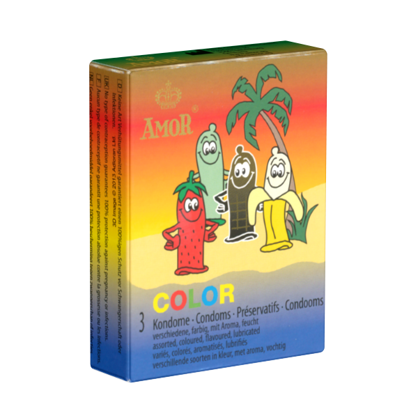 Amor «Color» 3 coloured and flavoured condoms for colourful variety