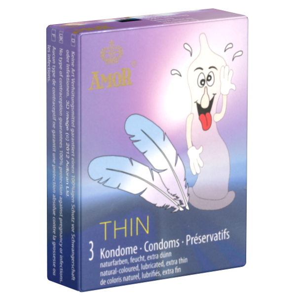 Amor «Thin» 3 extra thin condoms for a particularly intimate feeling