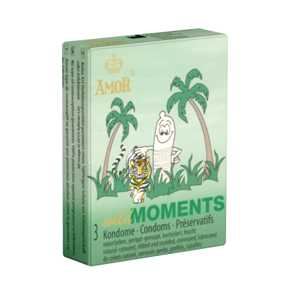 Amor «Wild Moments» 3 konturierte Kondome mit Rillen und Noppen