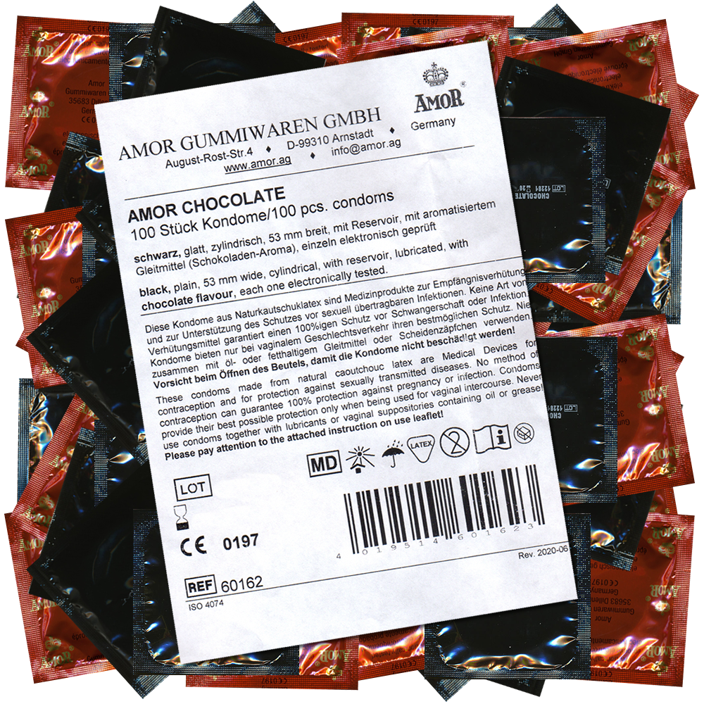 Amor «Chocolate» 100 black condoms with chocolate flavour, maxi pack