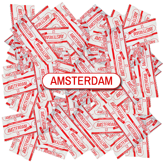 Amsterdam «RED» 100 red condoms with a slight strawberry taste