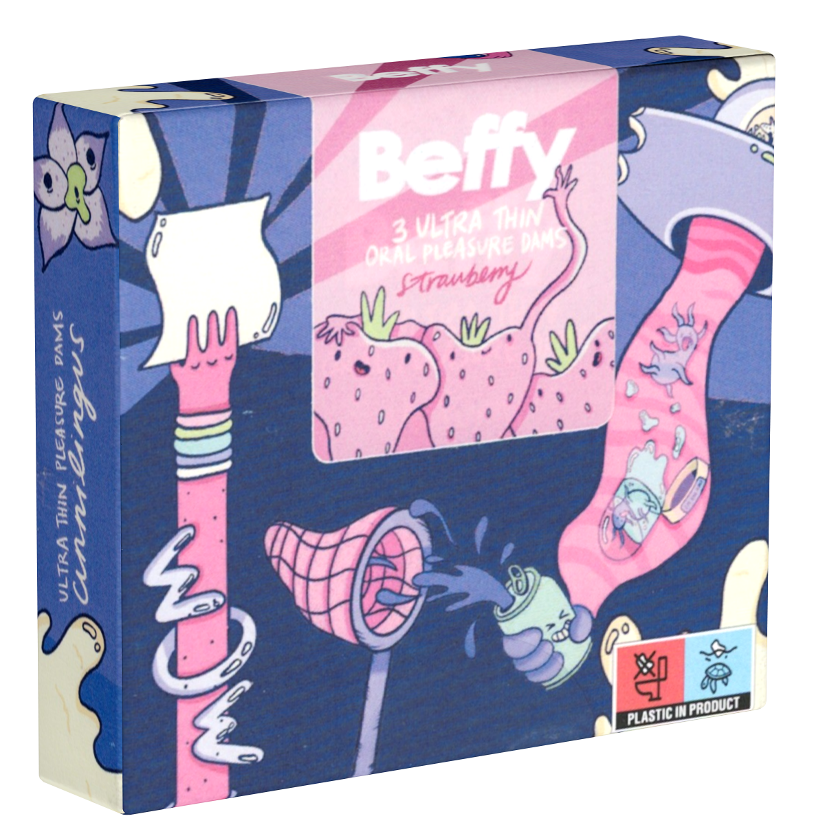 Asha «Beffy Oral Pleasure Dam» 3 Lecktücher mit Erdbeeraroma
