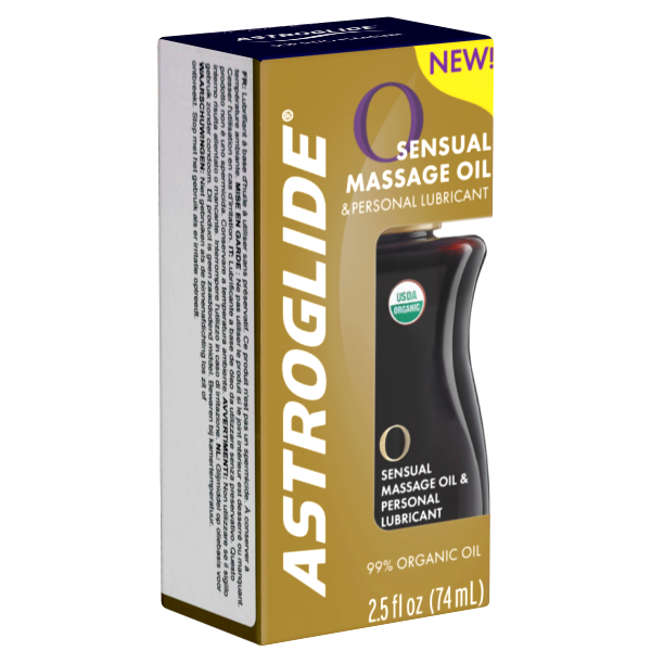 Astroglide «O Sensual Massage Oil & Personal Lubricant» 74ml oil-based lubricant with organic ingredients - with coconut oil, suitable for vegans