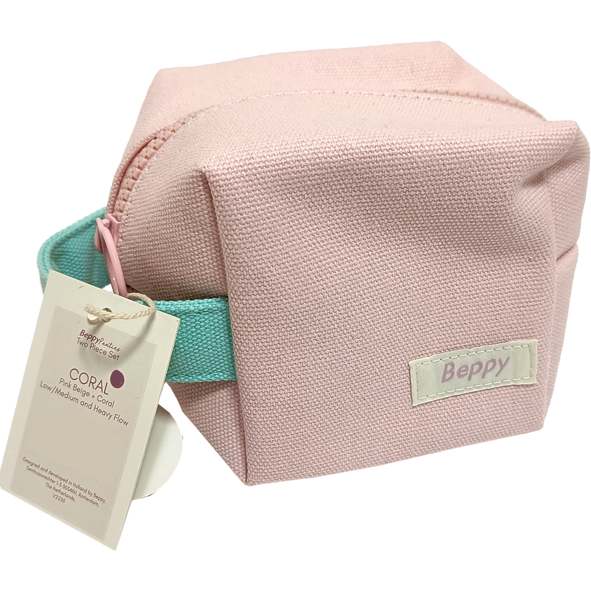 Beppy Panties «CORAL» Pink/Rosa, Größe L, zwei Menstruations-Slips mit Waschtasche und Aufbewahrungstasche