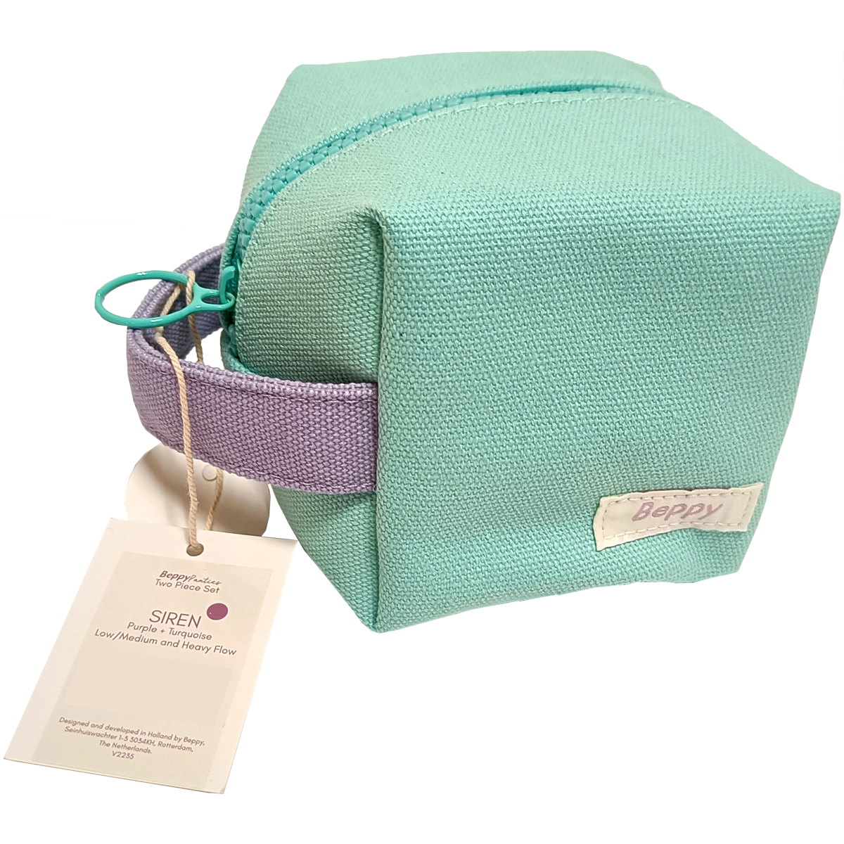 Beppy Panties «SIREN» Purple/Turquoise, size XS, two period slips with wash bag and storage bag