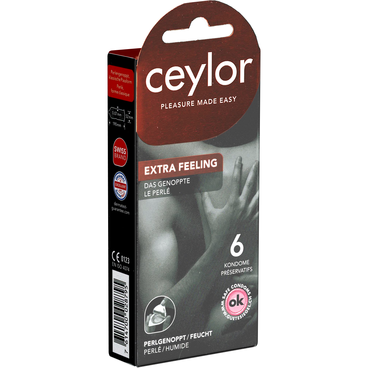 Ceylor «Extra Feeling» 6 Schweizer Noppenkondome, sicher verpackt