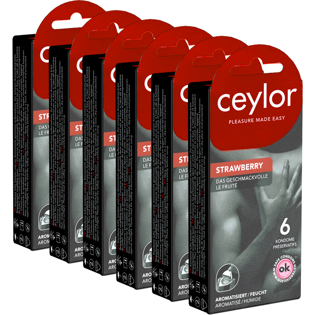 Ceylor Retail-Unit: Strawberry, 6x6 condoms