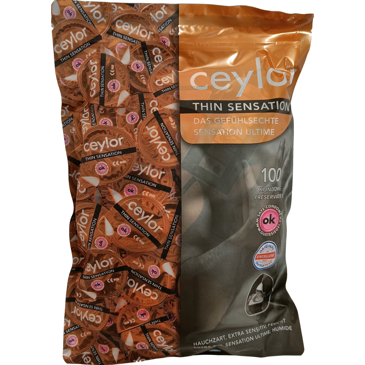 Ceylor «Thin Sensation» 100 extra thin condoms, hygienically sealed in condom pods