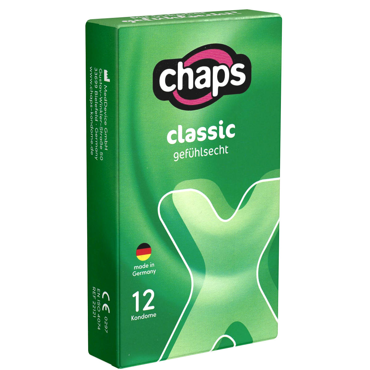 Chaps «Classic» 12 natural rubber latex condoms with silicone oil lubrication