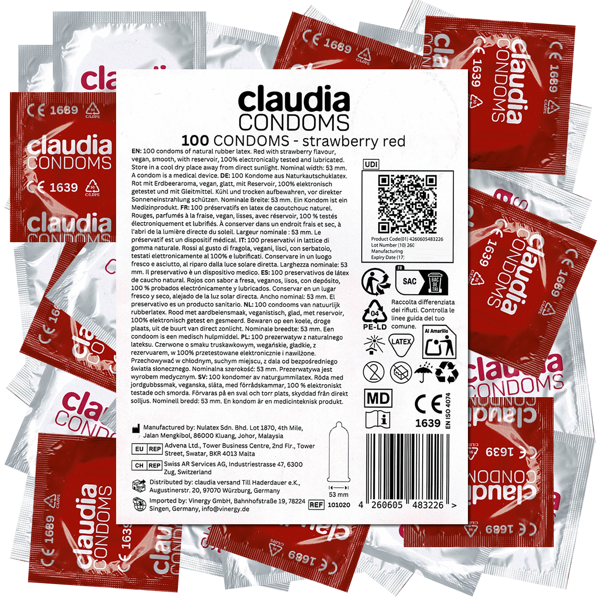 claudia «Strawberry Red» 100 Kondome
