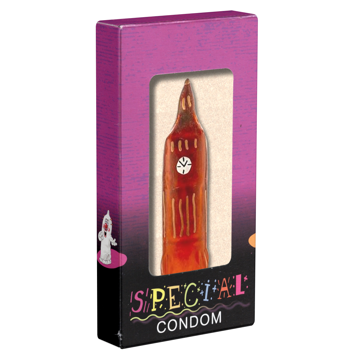 XL novelty condom with figure «Big Ben», 1 piece, hand-painted