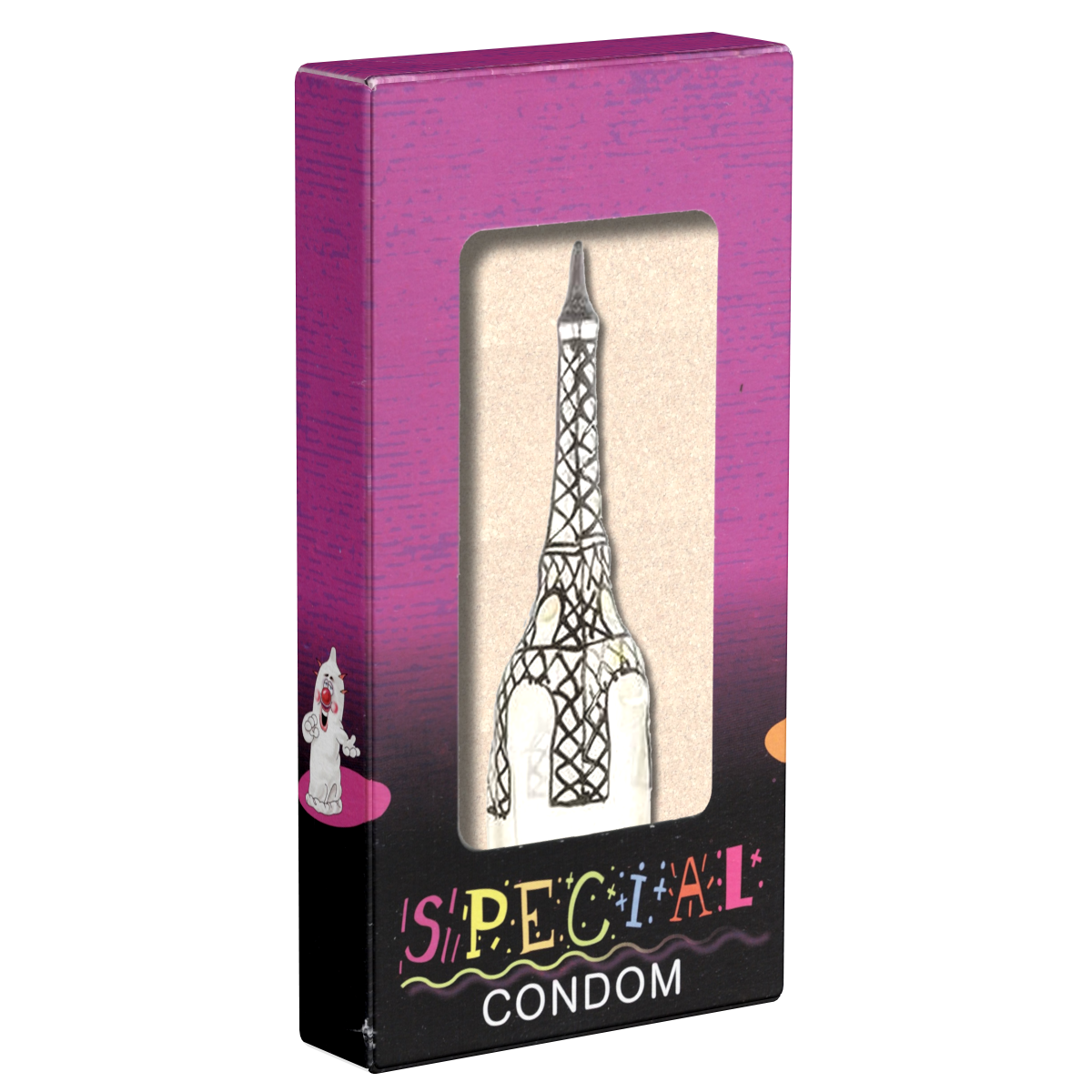 XL novelty condom with figure «Eiffel Tower», 1 piece, hand-painted