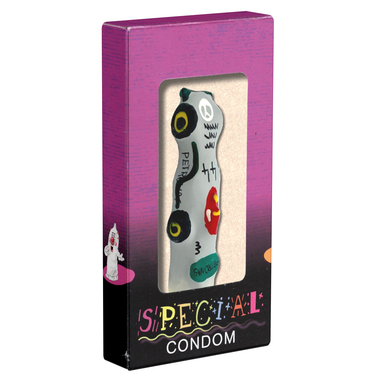 XL novelty condom with figure «Racing Car (grey)», 1 piece, hand-painted