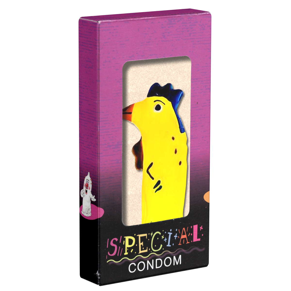 Novelty condom with figure «Rooster» 1 piece, hand painted