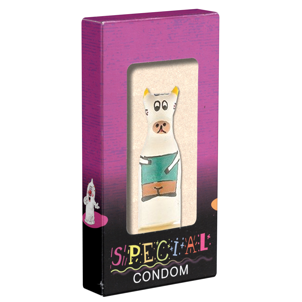 XL novelty condom with figure «Cow», 1 piece, hand-painted