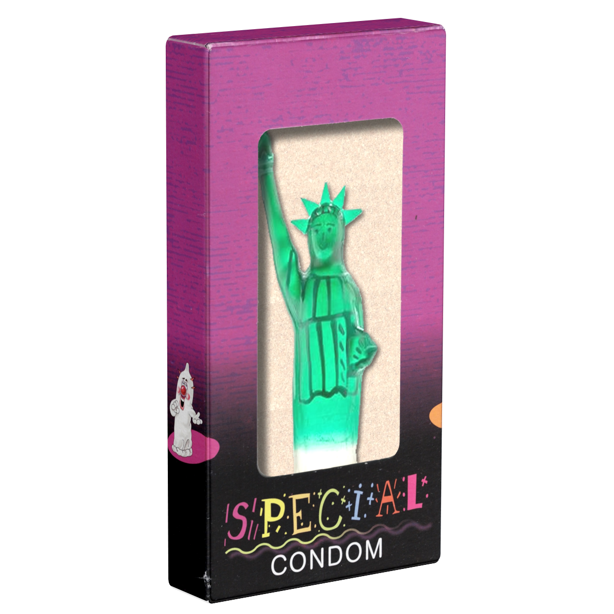 XL novelty condom with figure «Statue of Liberty», 1 piece, hand-painted