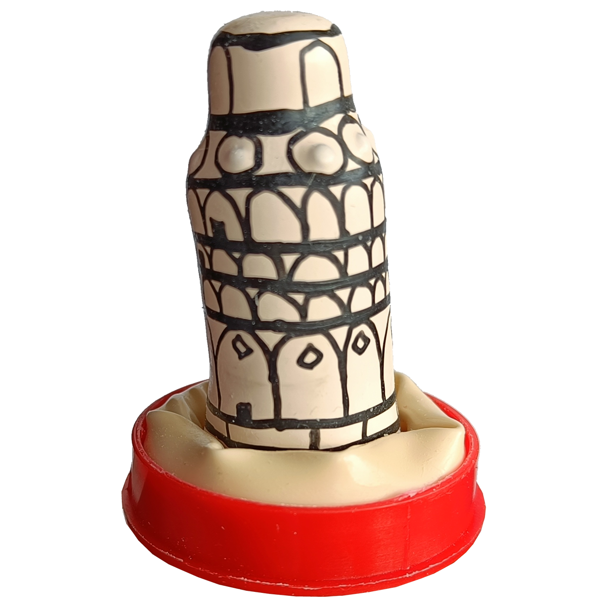 Novelty condom with figure «Pisa Tower» 1 piece, hand painted