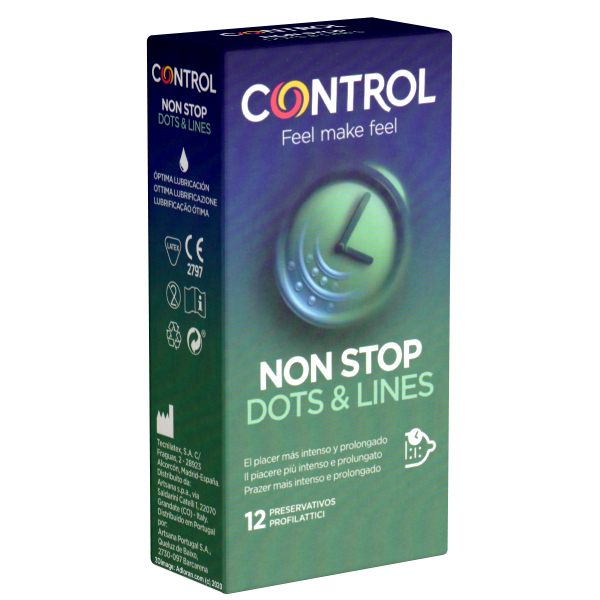 Control «Non Stop (Dots & Lines)» 12 long love condoms with ribs and dots