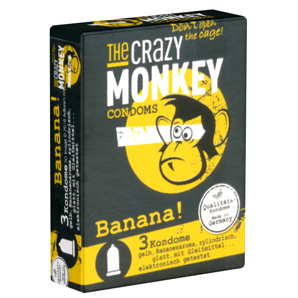Crazy Monkey «Banana!» 3 freche gelbe Kondome mit Bananenaroma