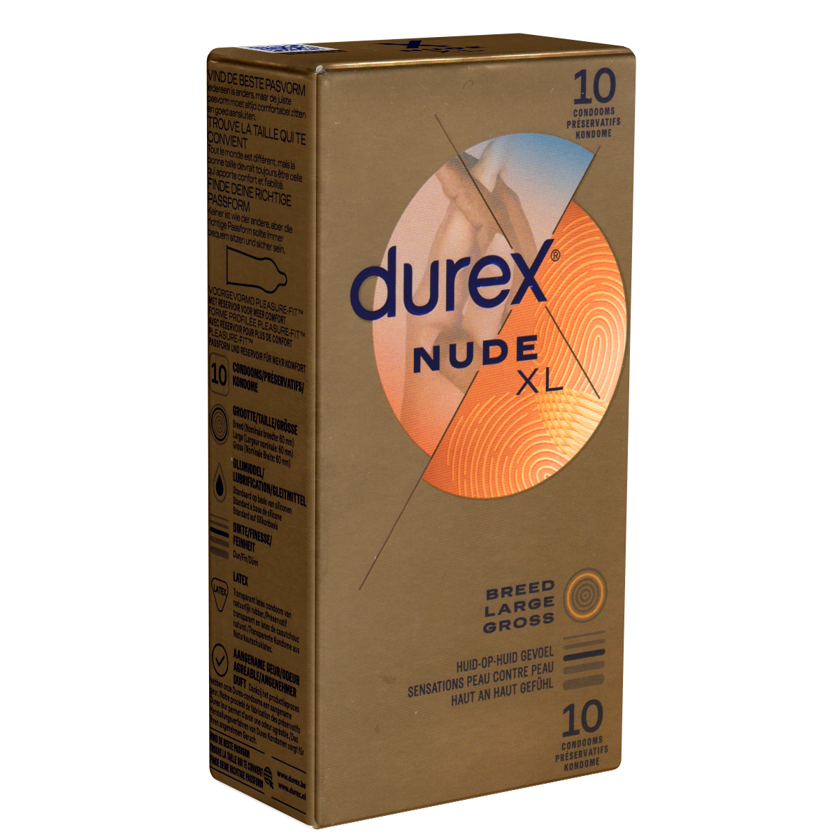Durex «Nude XL» 10 ultra dünne und extra große Markenkondome für noch mehr Gefühl