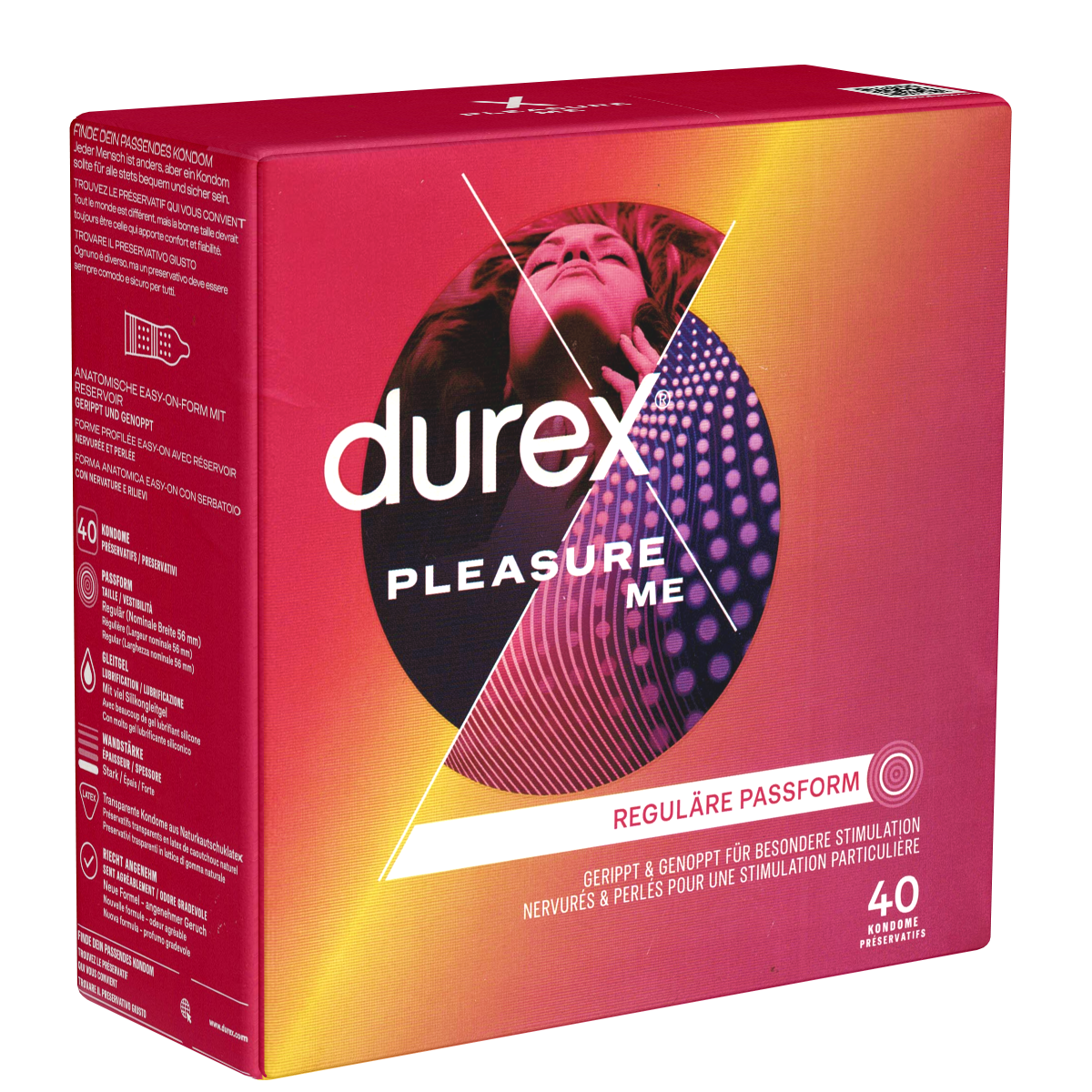 Durex «Pleasure Me» Kondome, gerippt und genoppt, 40 Stück, Easy-On™