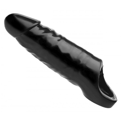 Master Series «XL Black Mamba» black cock sleeve with realistic veins and glans - latex-free penis extension