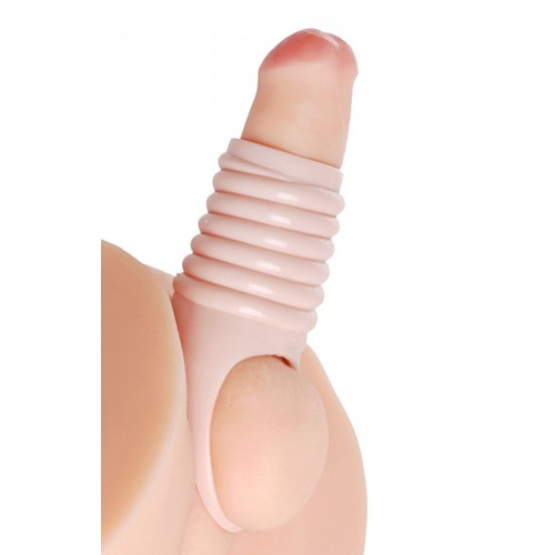 Size Matters «Really Ample Ribbed Penis Enhancer Sheath» Penisvergrößerungsmanschette, hautfarbene Penishülle mit Rippen