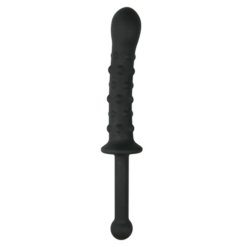 EasyToys «The Handler» black knobbed dildo with handle - can be used on both sides