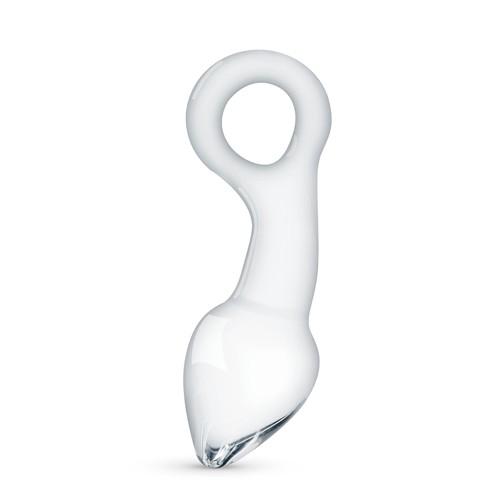 Gildo «Handmade Glass Buttplug» Nr. 13, handgefertigter Glas-Analplug mit gebogenem Schaft