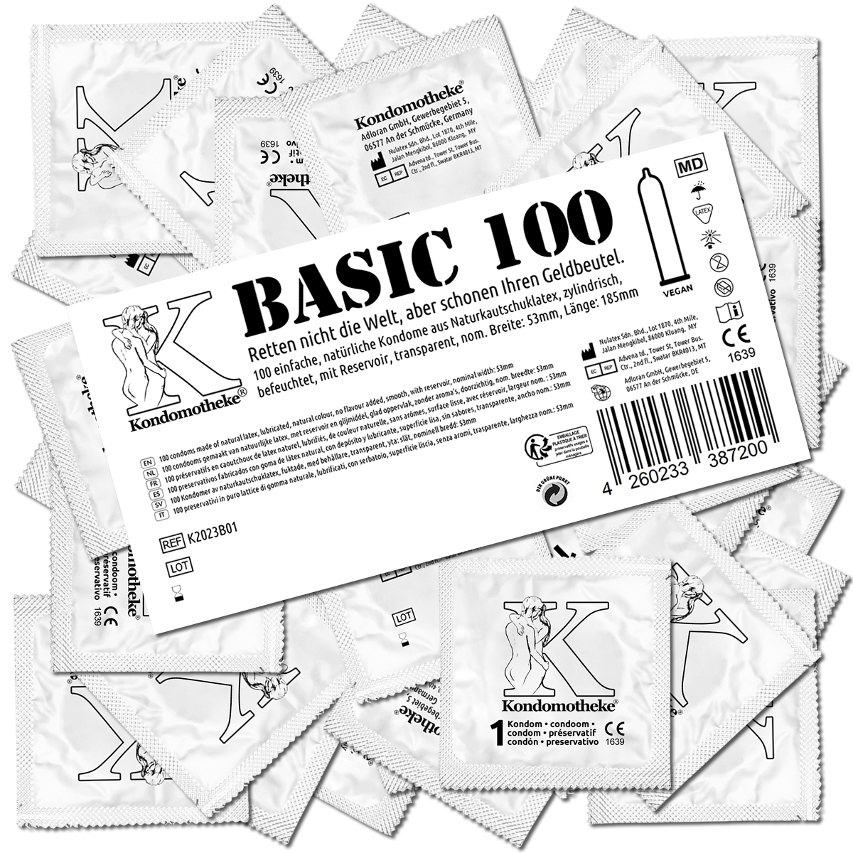 Kondomotheke «BASIC» 100 lubricated condoms without extras - the inexpensive premium condoms 