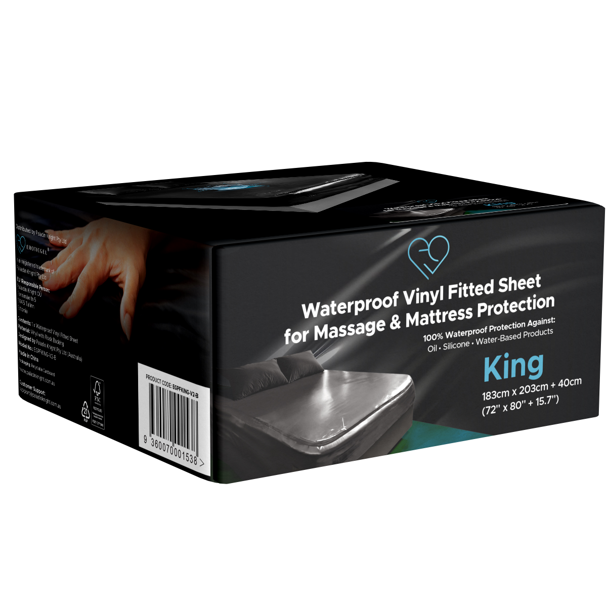 EROTICGEL «Massagelaken - KING v2 BLACK» NURU Massage Bettlaken, schwarz