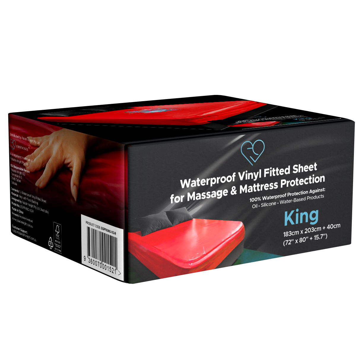 EROTICGEL «Massage Laken - KING v2 RED» NURU Massage Bettlaken, rot, rutschfest