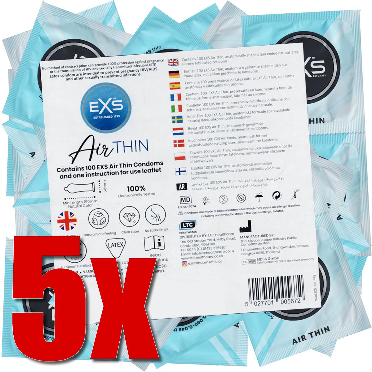 EXS Mega-Pack: Air Thin, 5x100 Kondome