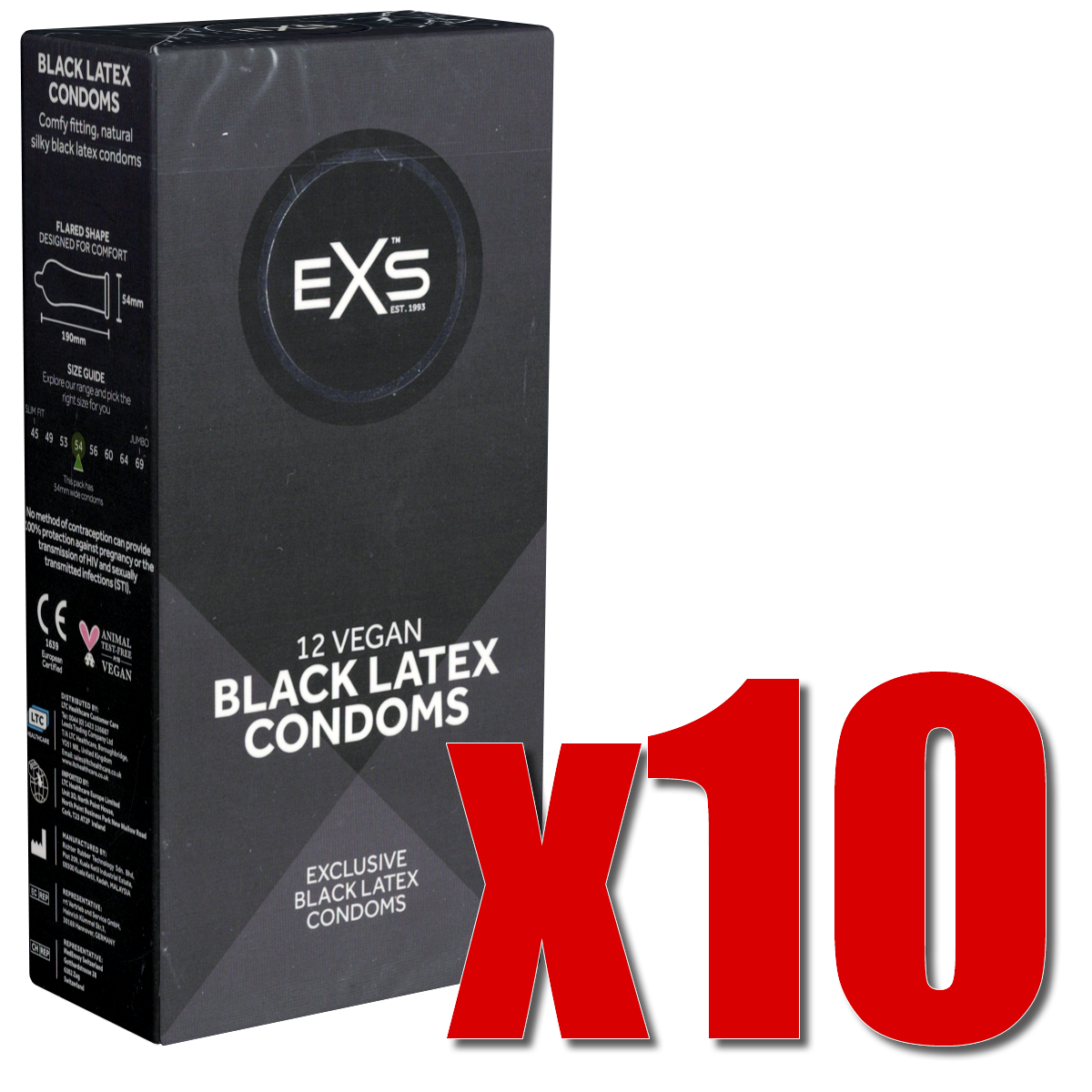 EXS Retail-Unit: Black Latex, 10x12 condoms