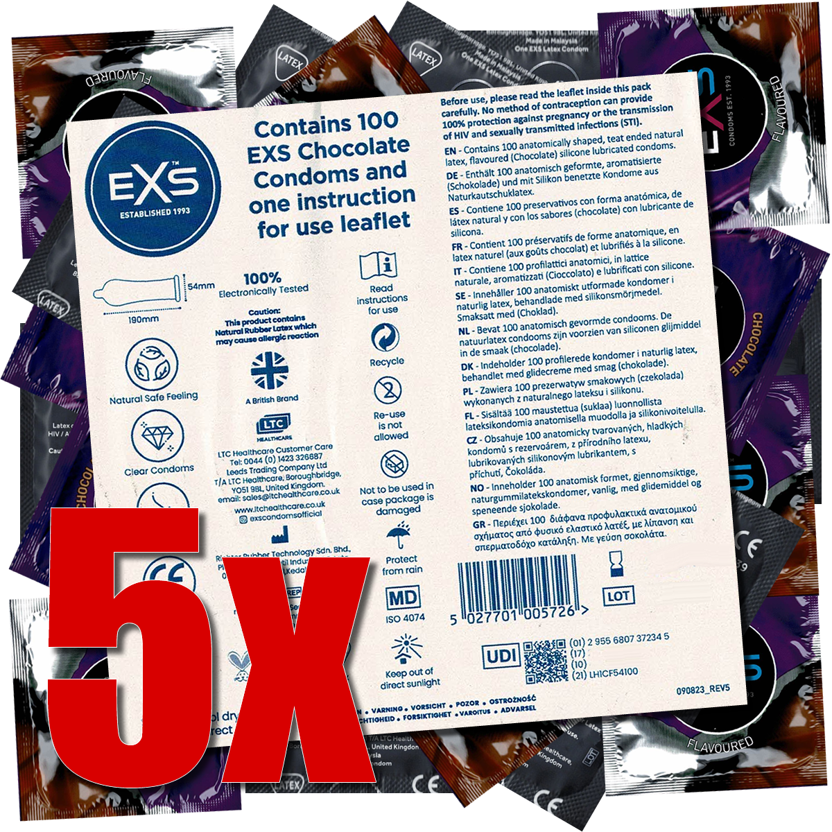 EXS Mega-Pack: Chocolate, 5x100 condoms