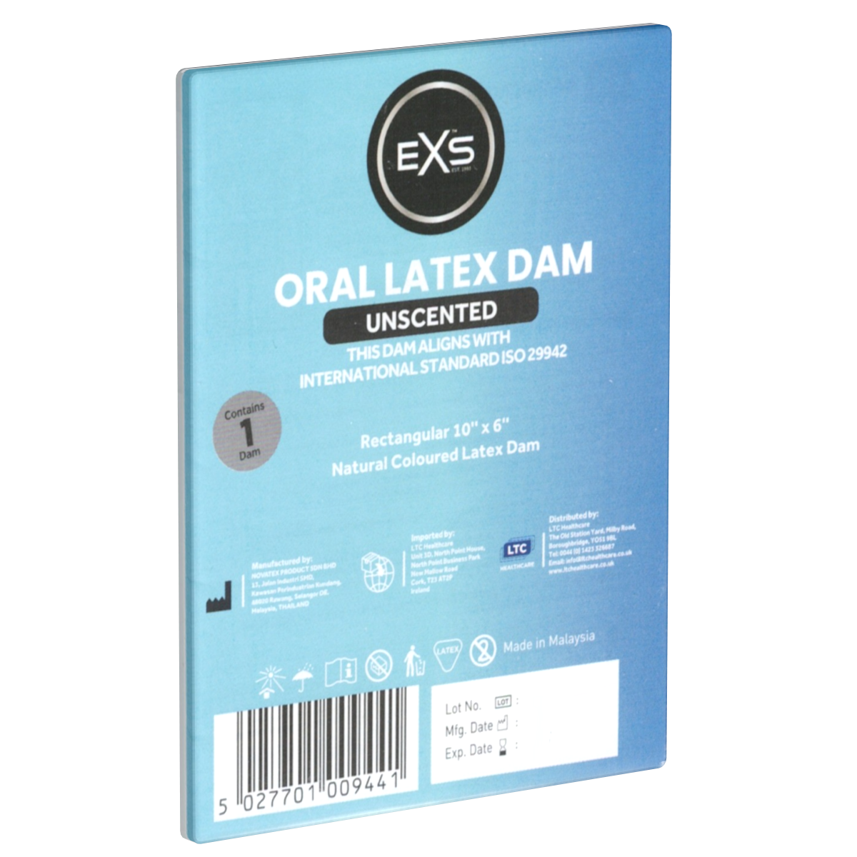 EXS «Unscented Oral Latex Dam» 1 Lecktuch aus Latex ohne Aroma