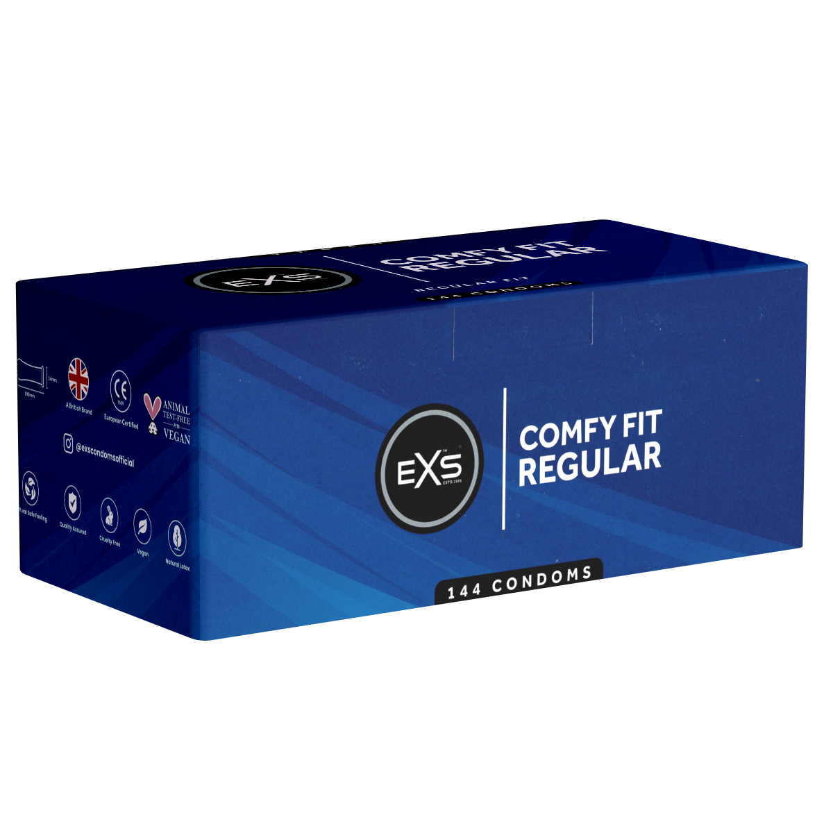 EXS «Regular» Comfy Fit, 144 comfortable condoms with 65mm head, clinic pack