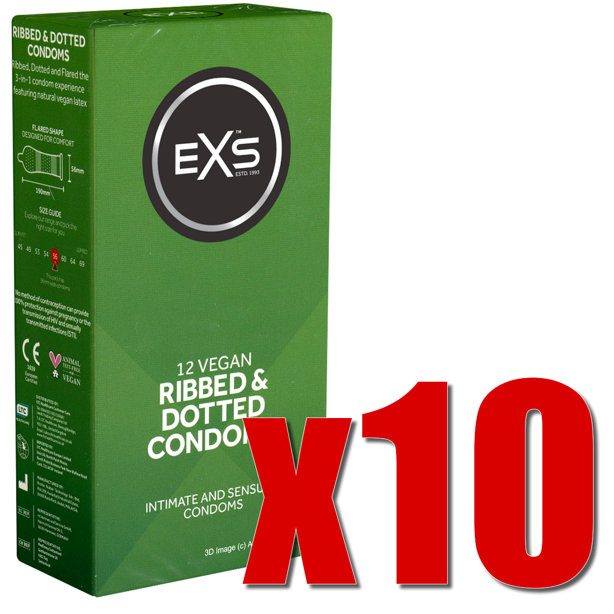 EXS Retail-Unit: Ribbed & Dotted, 10x12 condoms