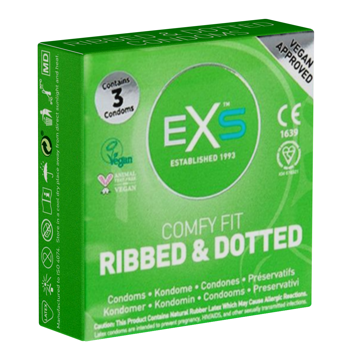 EXS «Ribbed & Dotted» 3 stimulating condoms with 3-in-1 effect