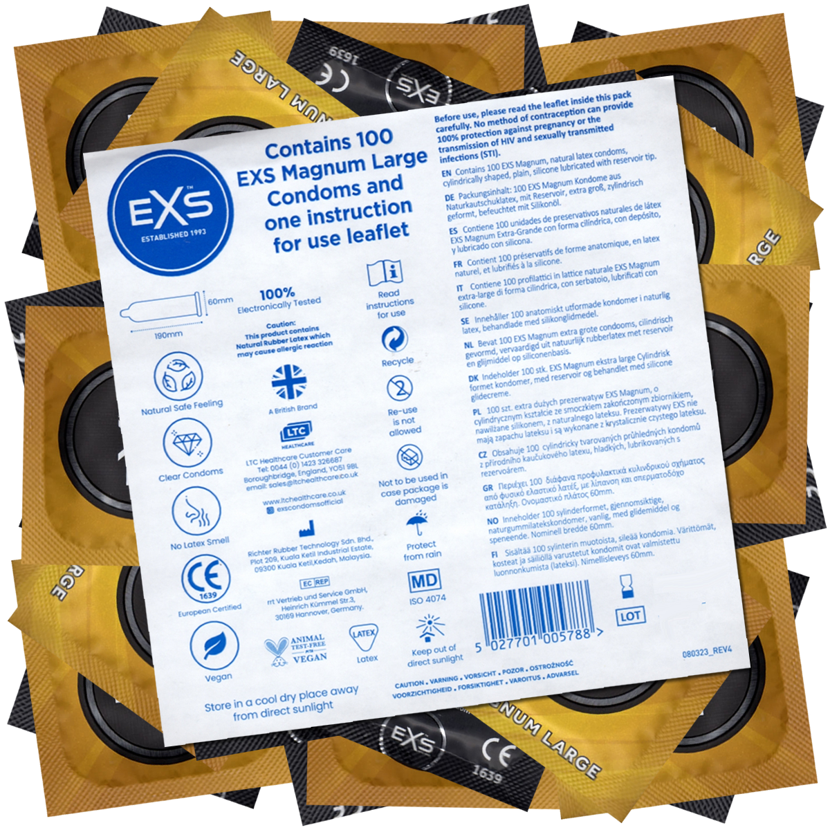 EXS «Magnum» Extra Large, 100 XXL condoms for even more space, bulk pack