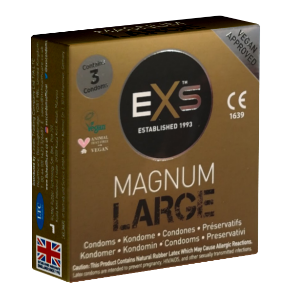 EXS Kleinpackung «Magnum» Large, 3 XXL-Kondome für noch mehr Freiraum