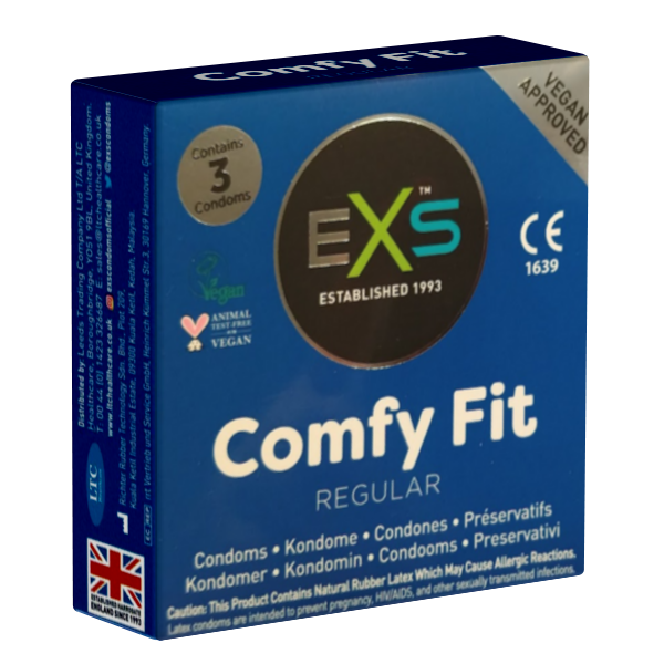 EXS Kleinpackung «Comfy Fit» Regular, 3 bequeme Kondome mit 65mm-Kopfteil