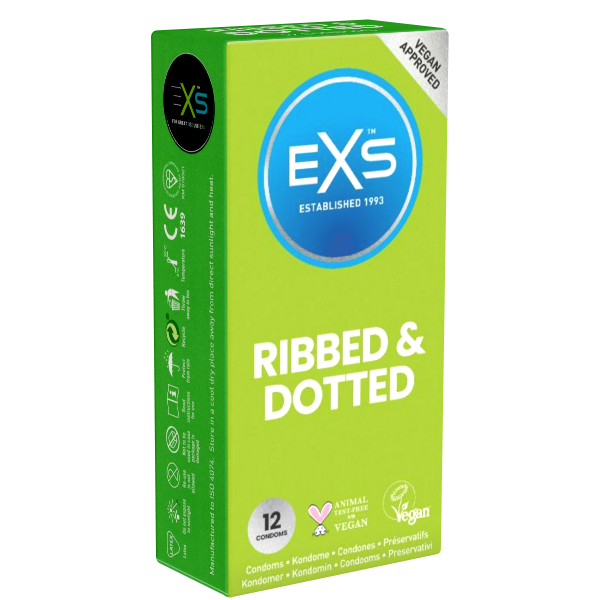 EXS «Ribbed & Dotted» 12 stimulating condoms with 3-in-1 effect