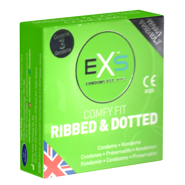 EXS «Ribbed & Dotted» 3 stimulating condoms with 3-in-1 effect