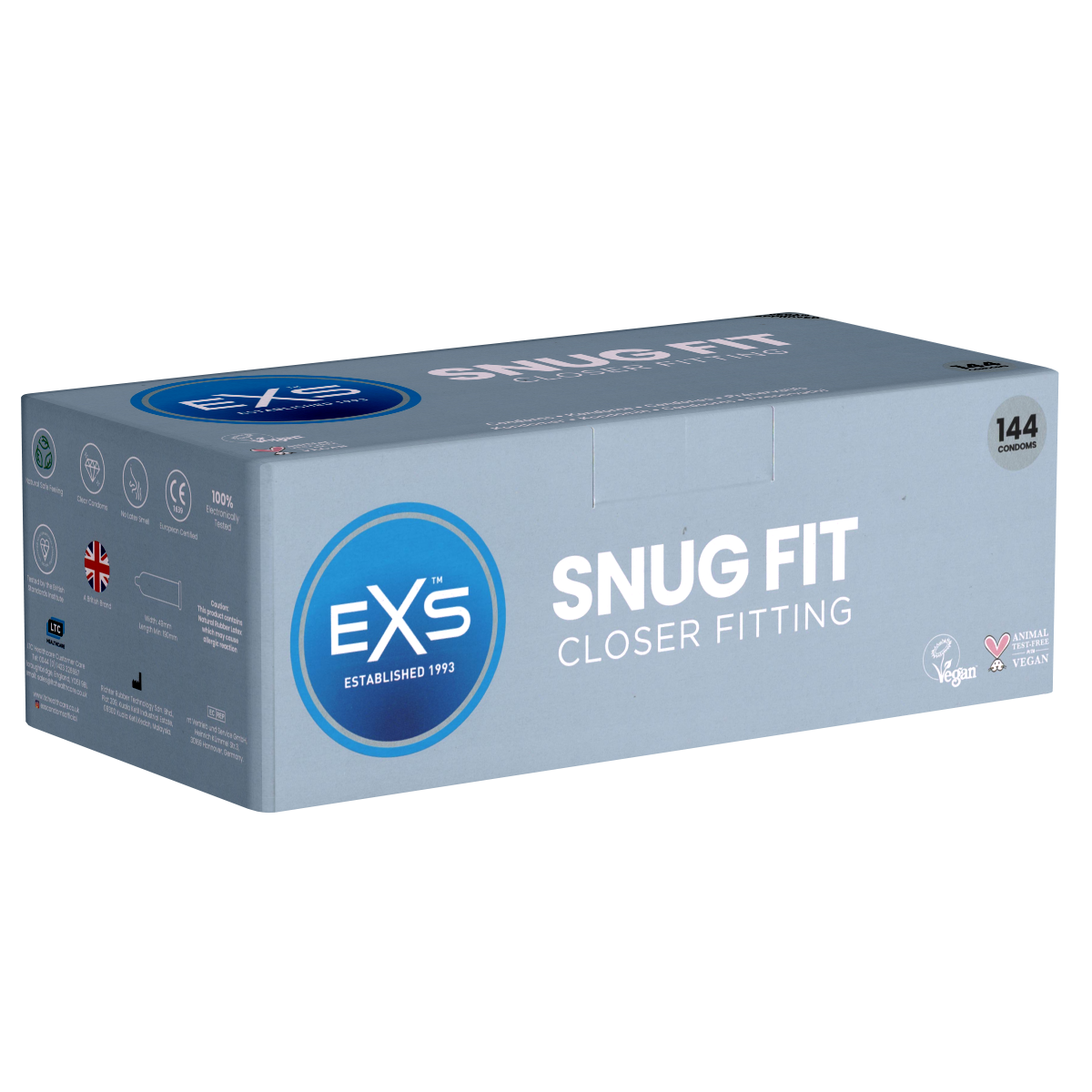 EXS «Snug Fit» Closer Fitting, 144 extra small condoms for a tighter fit, clinic pack