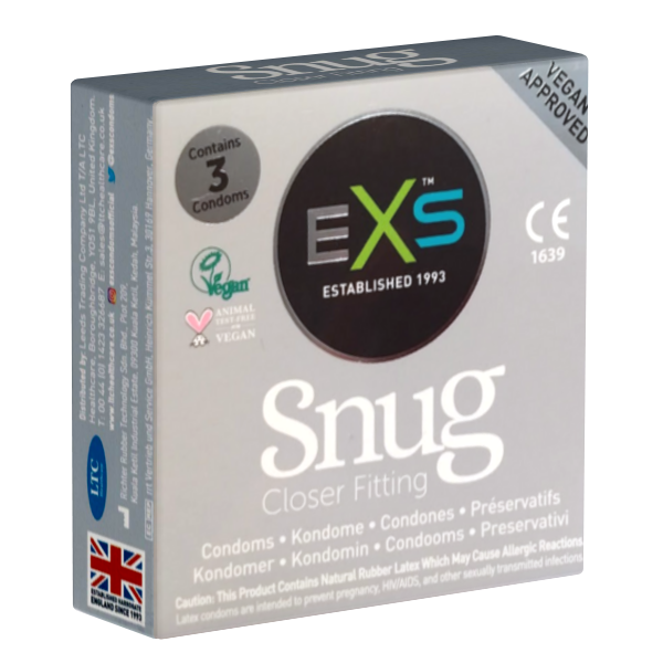 EXS «Snug» Closer Fitting, 3 extra small condoms for a tighter fit